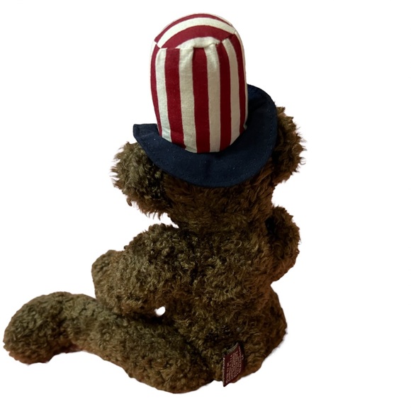 Vintage 1993 TY Patriotic Red White Blue Americana Flag Hat Jointed Teddy Bear - Picture 3 of 9